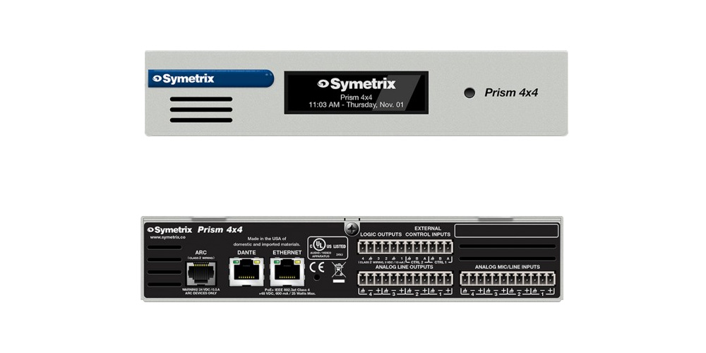 Prism 4x4 Dante Audio matice 4x4 s DSP Symetrix