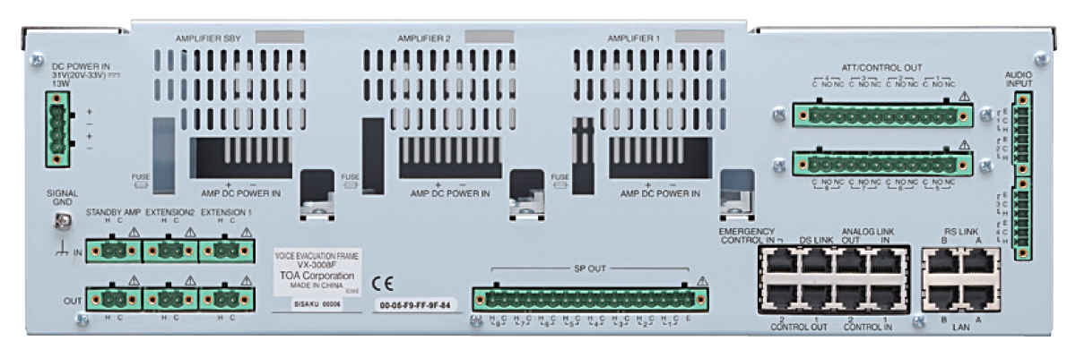 VX-3008F Jednotka evakuačního rozhlasu, 8 zón TOA